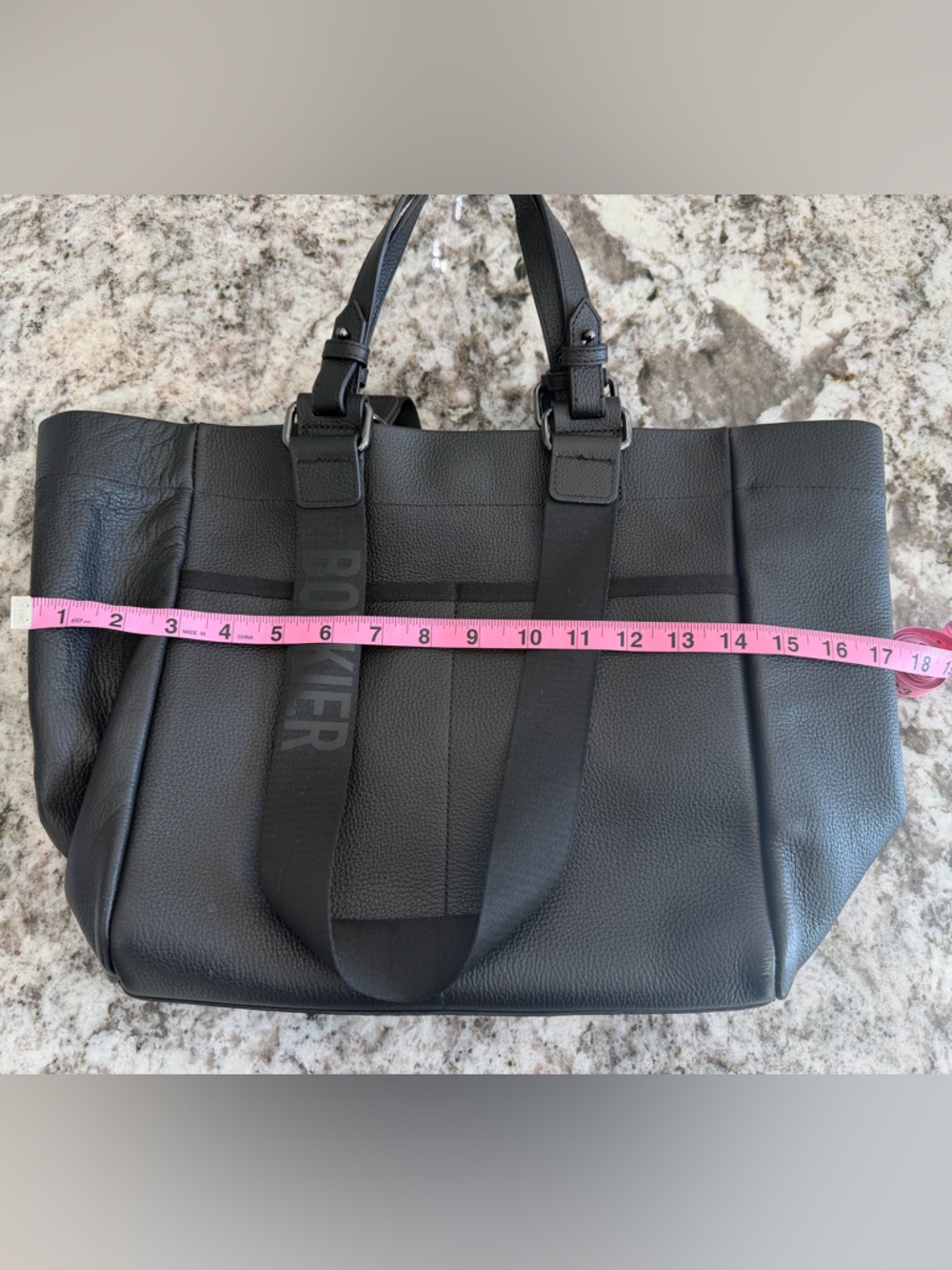 Botkier Black Pebbled Leather Tote with Logo Strap - Picture 10 of 11